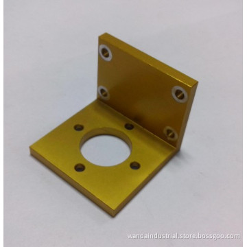 Precision Machining Part of Aluminum Angle Fittings with Yellow Anodizing